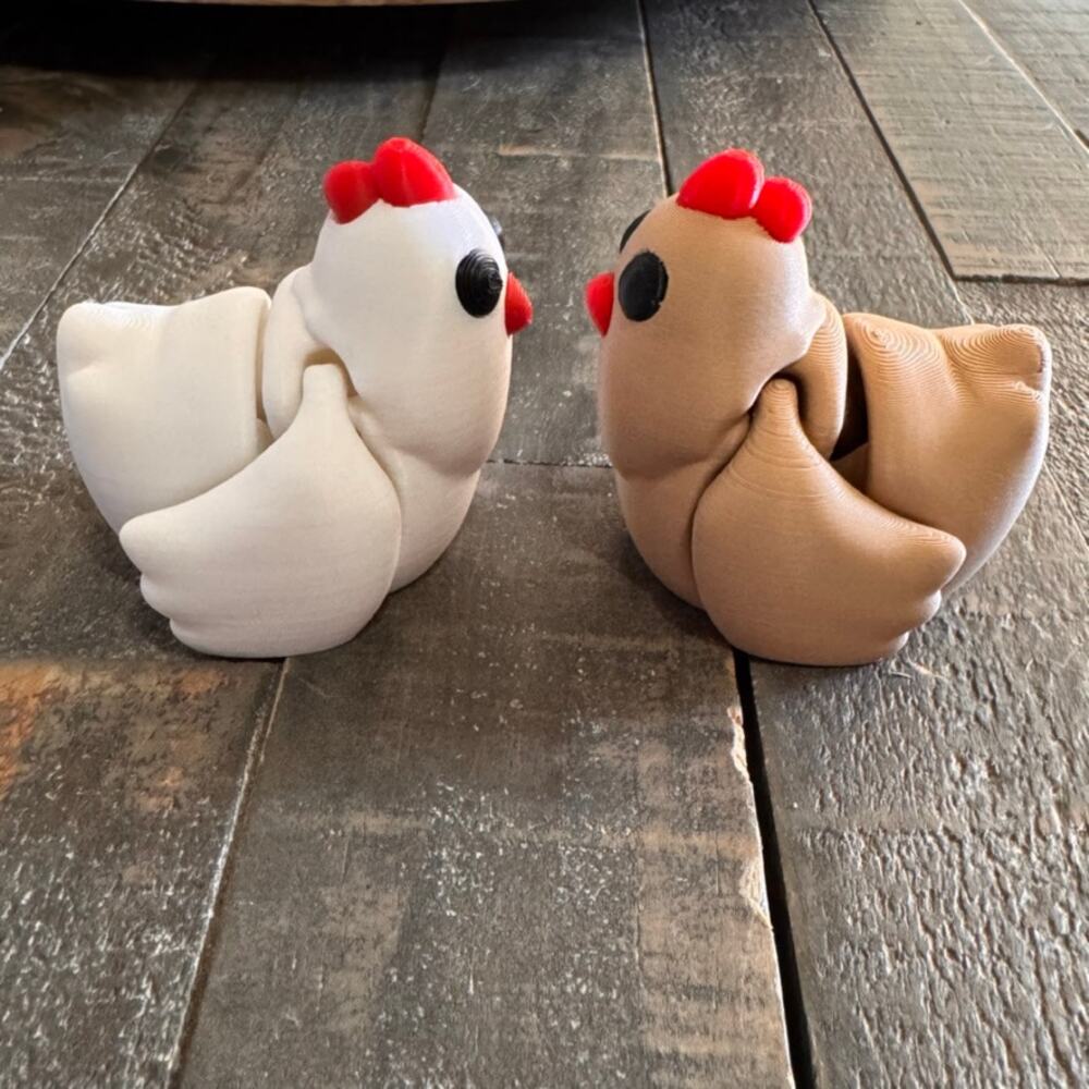 3D Printed Set Of 2‎ Articulated Chicken Fidget Toys